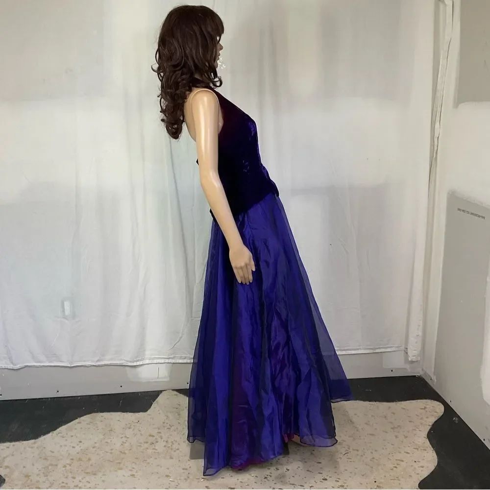 Dave & Johnny Vintage Purple Velvet & Tulle Formal Ball Gown Prom Dress S - Picture 7 of 13